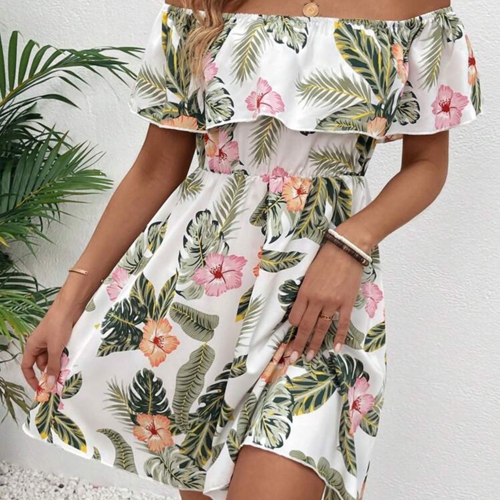 New Floral Off-Shoulder Dress
